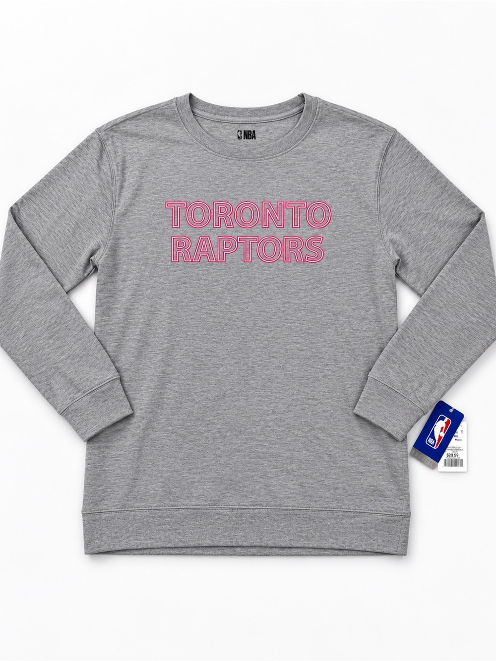 NBA Grey Crewneck Sweatshirt with Pink Toronto Raptors Lettering